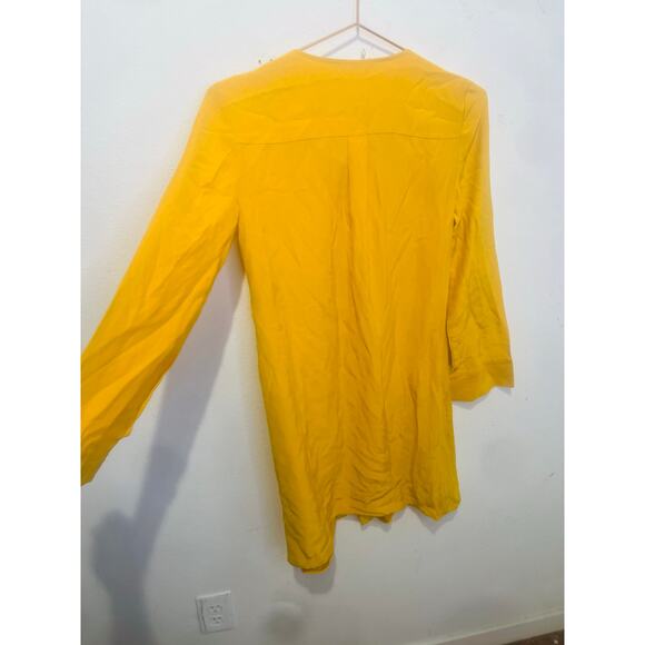 TORY BURCH Women's Yellow Golden 100% Silk Crew Neckline Sophia Dress Size 2 - Picture 8 of 11